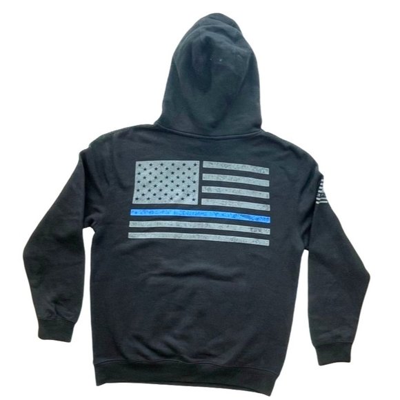 HOWITZER MENS BLUE 'BACK THE BLUE' DISTRESSED GAPHIC HOODIE - NWOT - - Picture 3 of 9